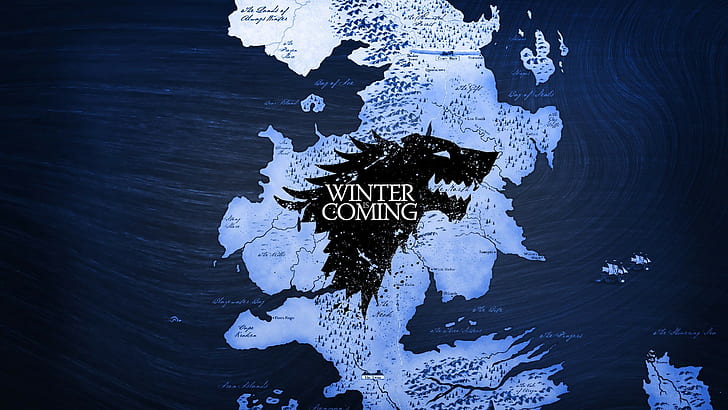 Game of Thrones, map, Westeros, Winterfell, A Song of Ice and Fire, House Stark, Winter Is Coming, serigala, Wallpaper HD