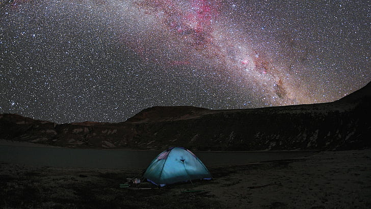 Night Tent Camp Camping Galaxy Milky Way HD, natura, noc, galaktyka, droga, mleczna, obóz, kemping, namiot, Tapety HD