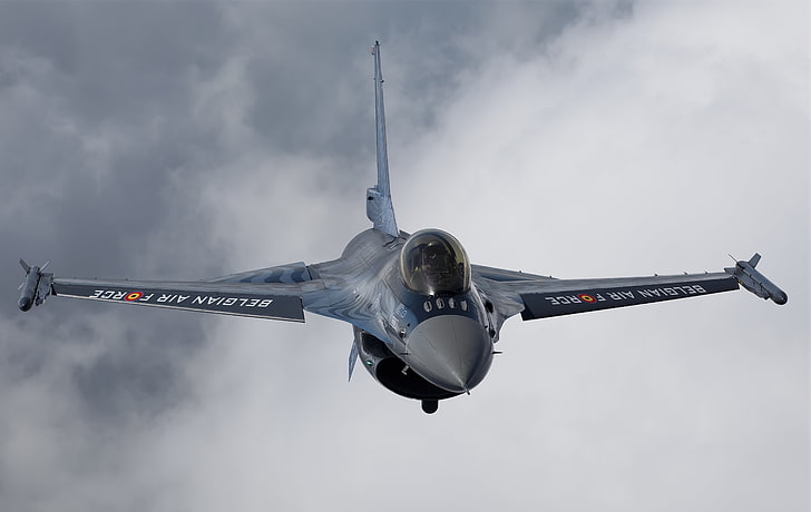 серый и черный истребитель, облака, истребитель, полёт, F-16, General Dynamics F-16 Fighting Falcon, HD обои