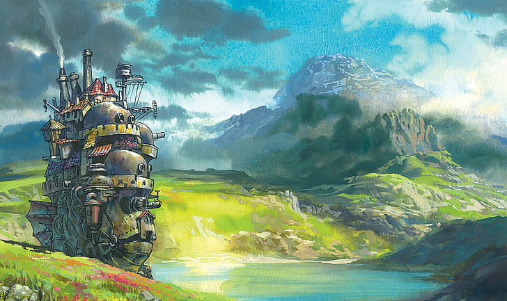 аниме, студия Ghibli, Howl's Moving Castle, HD обои