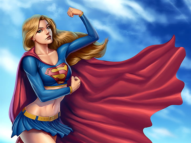 Supergirl ، DC Comics خارقة ، أزرق ، أحمر ، فتاة خارقة ، DC ، كاريكاتير ، خارقة ، أزرق ، أحمر، خلفية HD