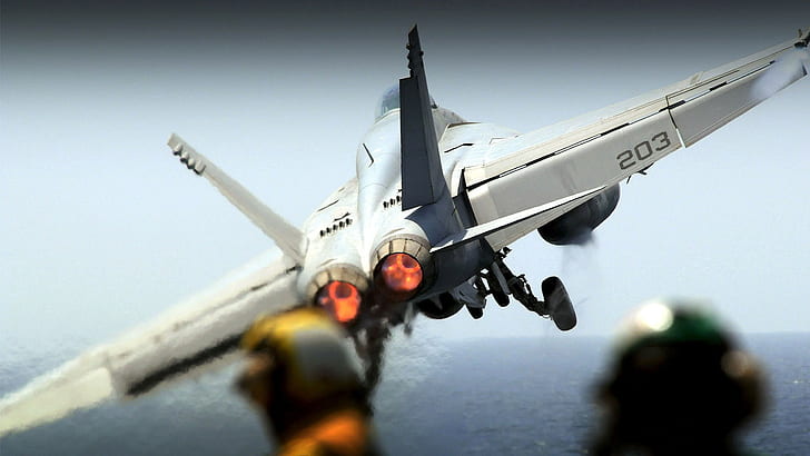 самолет, FA-18 Hornet, военен самолет, McDonnell Douglas FA-18 Hornet, реактивен изтребител, очи, изстрелване, HD тапет