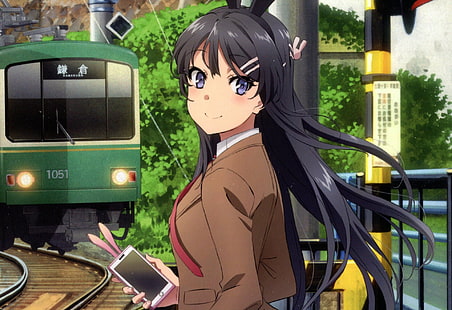 Anime, Seishun Buta Yarou wa Bunny Girl Senpai no Yume wo Minai, Mai Sakurajima, Train, Fond d'écran HD HD wallpaper