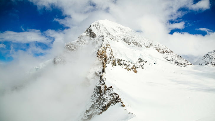 montanhas de neve, 4k, wallpaper HD, neve, inverno, HD papel de parede