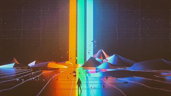  vaporwave, Imagine Dragons, grid, HD wallpaper HD wallpaper