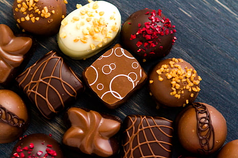 шоколадови сладкиши, снимка, шоколад, бонбони, сладкиши, храна, HD тапет HD wallpaper