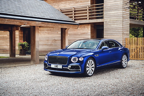 Bentley, Bentley Flying Spur, auto blu, auto, auto full-size, auto di lusso, berlina, veicolo, Sfondo HD HD wallpaper