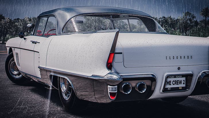 Cadillac, cadillac eldorado, eldorado, The Crew 2, white, classic car, HD wallpaper
