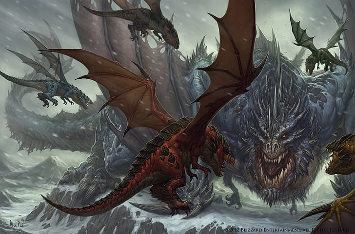 World of Warcraft, 2012 (Year), video games, Blizzard Entertainment, dragon, creature, HD wallpaper