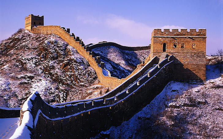 Salju di Tembok Besar, Salju, Tembok Besar, Tembok, Cina, Wallpaper HD