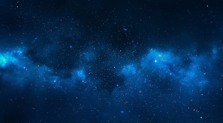 Stars Galaxies, blue and black clouds, Space, HD wallpaper