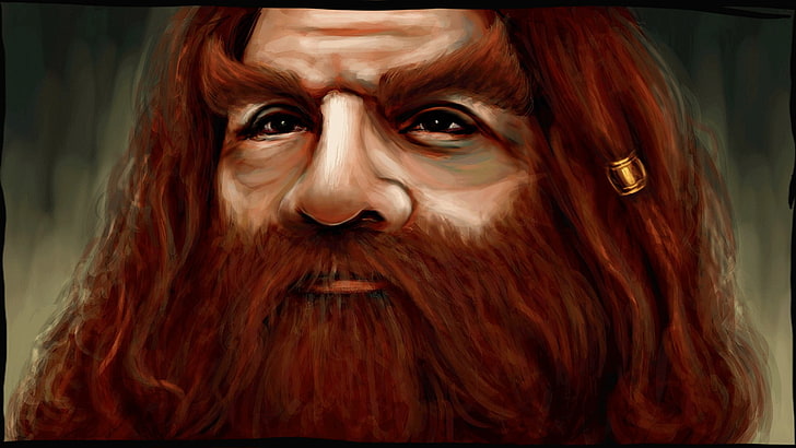 homme barbe aux cheveux bruns, Gimli, le Seigneur des anneaux, nains, fan art, art fantastique, Fond d'écran HD