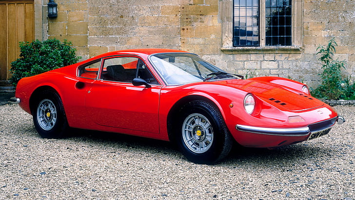 Ferrari, Dino 246 GT, Car, Coupé, Grand Tourer, รถเก่า, รถสีแดง, รถสปอร์ต, วอลล์เปเปอร์ HD