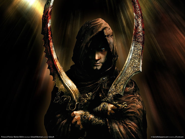 человек в капюшоне с плакатом с оружием, Принц Персии: Воин внутри, видеоигры, Принц Персии, HD обои