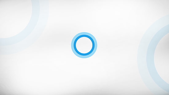 파란색과 청록색 로고 그림 라운드, Cortana, Windows Phone, 미니멀리즘, 시안, 흰색 배경, HD 배경 화면 HD wallpaper