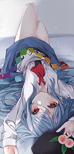 Touhou, Hinanawi Tenshi, Anime-Mädchen, rote Augen, HD-Hintergrundbild HD wallpaper
