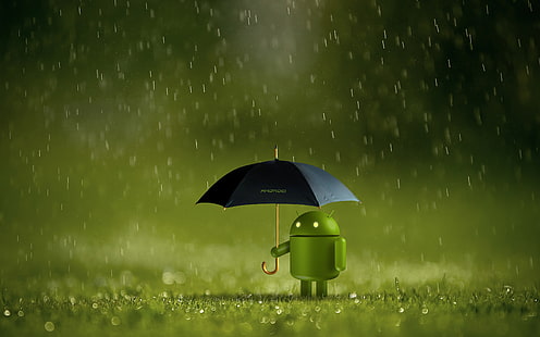  Technology, Android, Android (Operating System), Robot, Umbrella, HD wallpaper HD wallpaper