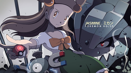 Pokémon, Jasmine, personagens de videogame, garotas de videogame, Pokemon Second Generation, vestido branco, HD papel de parede HD wallpaper