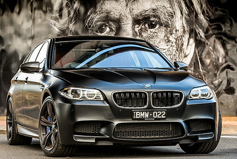 berlina BMW F10 nera, nera, BMW, F10, berlina, 2015, Sfondo HD HD wallpaper