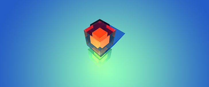illustration de boîte bleue et orange, résumé, Justin Maller, Fond d'écran HD