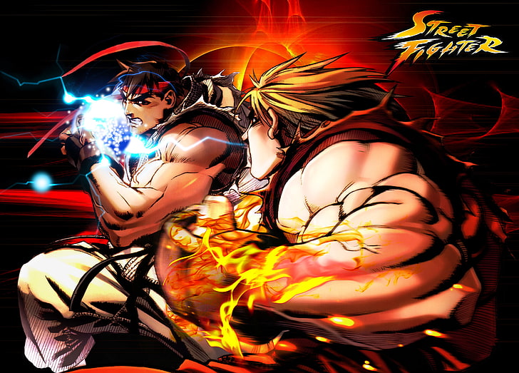 ورق جدران Street Fighter Ryu and Ken الرقمي ، Street Fighter ، Ryu (Street Fighter) ، Ken (Street Fighter) ، ألعاب الفيديو، خلفية HD