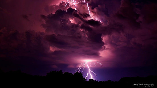 Силна гръмотевична буря през нощта, времето, HD тапет HD wallpaper