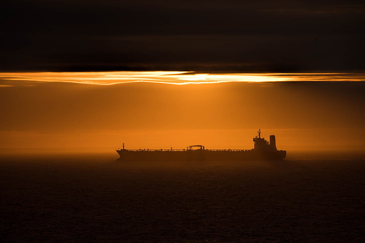 soleil, pétroliers, navire, mer, Fond d'écran HD