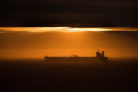 soleil, pétroliers, navire, mer, Fond d'écran HD HD wallpaper