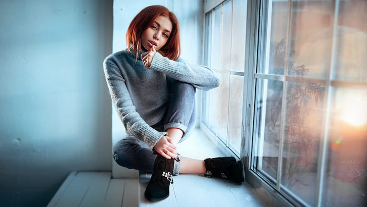 женщины, модель, Иван Горохов, 500px, свитер, HD обои