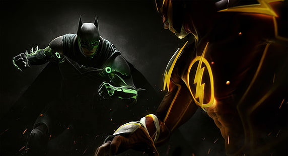 Batman, The Flash, DC Comics, superhéroe, Injustice 2, Fondo de pantalla HD HD wallpaper
