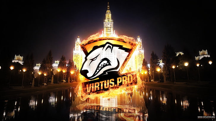 Лого на Virtus Pro, градът, дим, лого, DotA, Virtus.about, Virtus, HD тапет