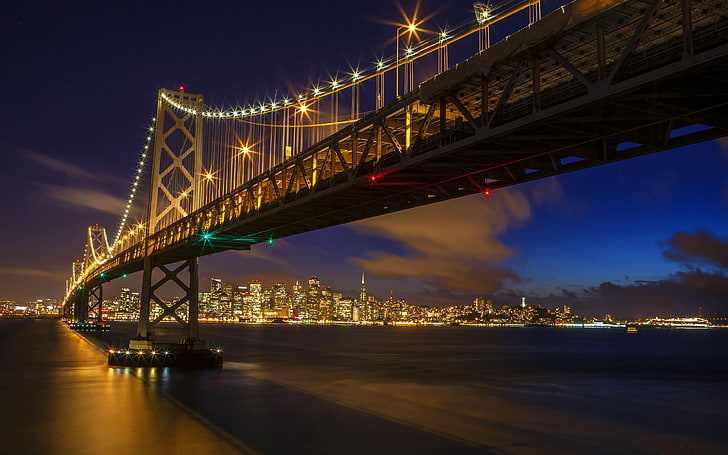 Нощ на моста в залива на Сан Франциско в Оукланд, HD тапет