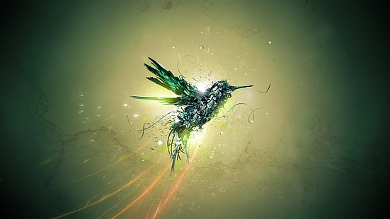Hummingbird Bird Abstract HD, นามธรรม, ดิจิตอล / งานศิลปะ, นก, นกฮัมมิ่งเบิร์ด, วอลล์เปเปอร์ HD HD wallpaper