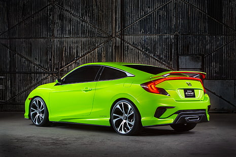 hijau Honda Civic coupe, honda, civic, concept, green, 2015, Wallpaper HD HD wallpaper