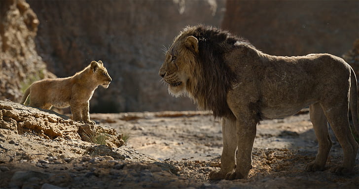 Filme, O Rei Leão (2019), Scar (O Rei Leão), Simba, HD papel de parede