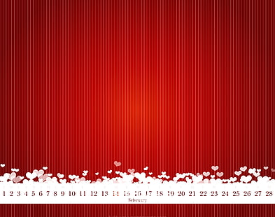 February Calendar 2011, white background with numbers overlay, Holidays, Valentine's Day, Seasons/Calendar, Calendar, February, valentine hearts, red, 2011, february 2011 calendar, love month, HD wallpaper HD wallpaper