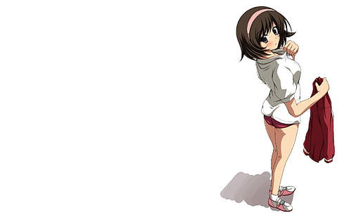 vit bakgrund, Takahara Ayumi, The World God Only Knows, blommare, animeflickor, HD tapet HD wallpaper