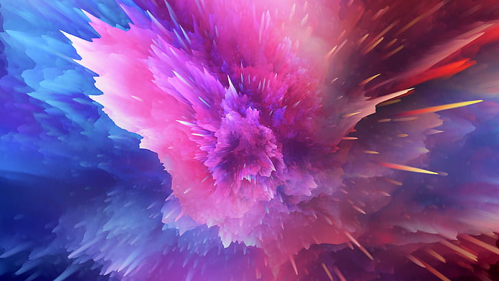 Explosión de color, rosa, rojo, azul, abstracto, Fondo de pantalla HD