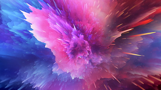 Color Burst, rosa, röd, blå, abstrakt, HD tapet HD wallpaper