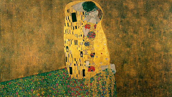 Gustav Klimt, besándose, Fondo de pantalla HD