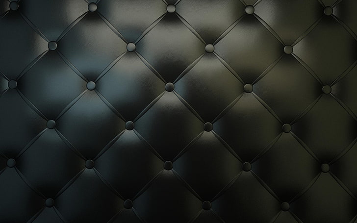 tufted black leather cushion, leather, simple, HD wallpaper
