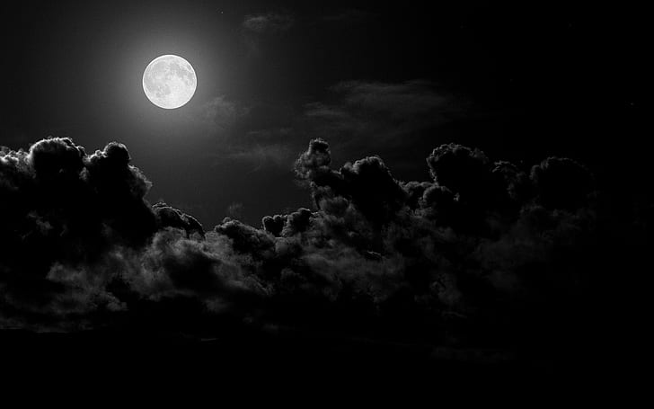 nubes, luz de luna, Fondo de pantalla HD
