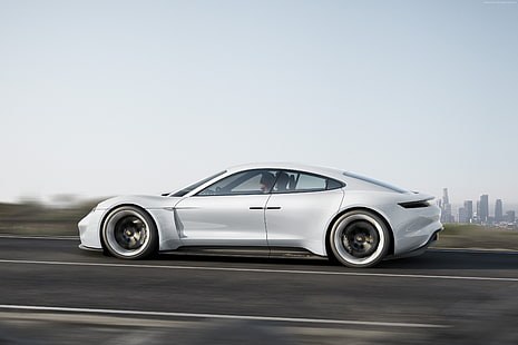 Porsche Taycan, beyaz, Elektrikli Otomobil, supercar, 800v, HD masaüstü duvar kağıdı HD wallpaper