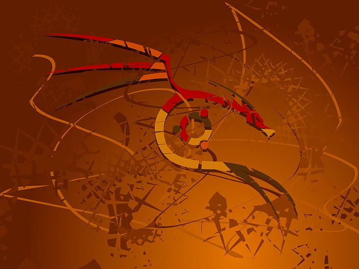 Ubuntu Red Dragon, red and orange dragon logo, Computers, Linux, linux ubuntu, dragon, HD wallpaper
