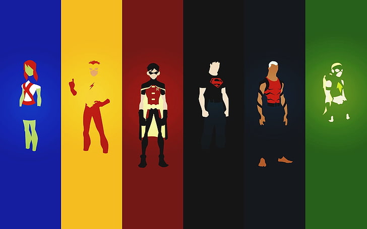 Fond d'écran Teen Titans, minimalisme, Young Justice, Robin (personnage), Kid Flash, Fond d'écran HD