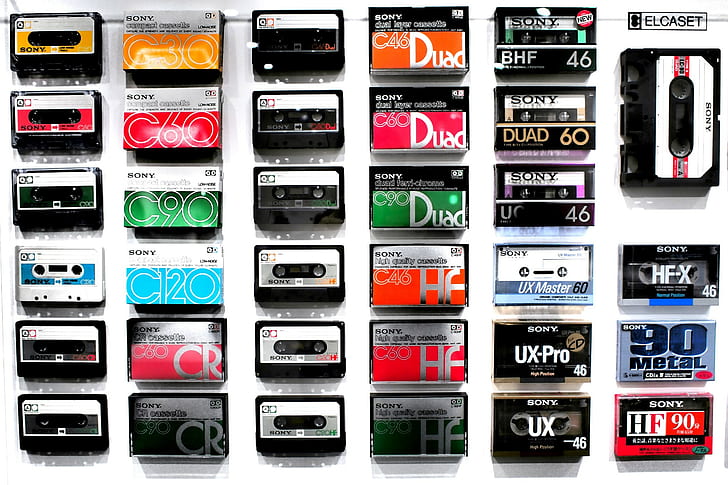vintage, música, áudio cassete, HD papel de parede