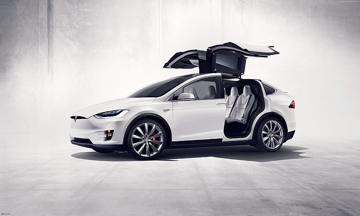 Tesla model x, suv, 2016, putih, mobil listrik, Wallpaper HD