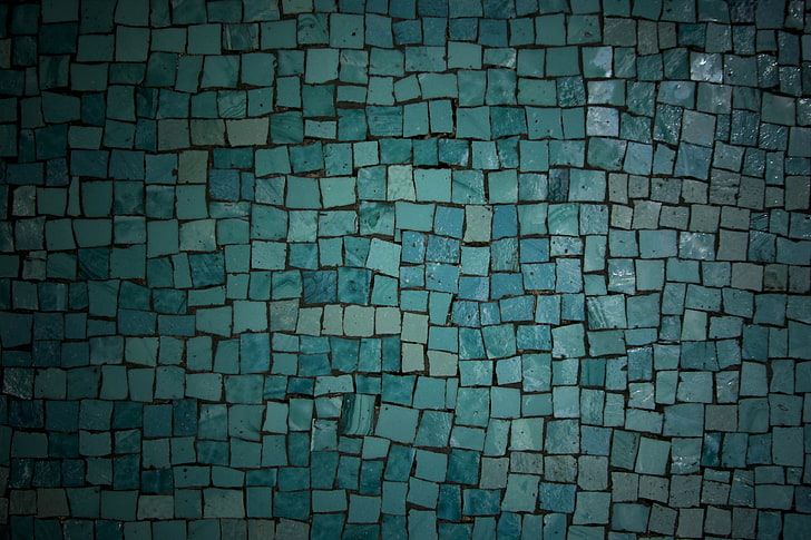 bata beton teal, biru, tekstur, Wallpaper HD