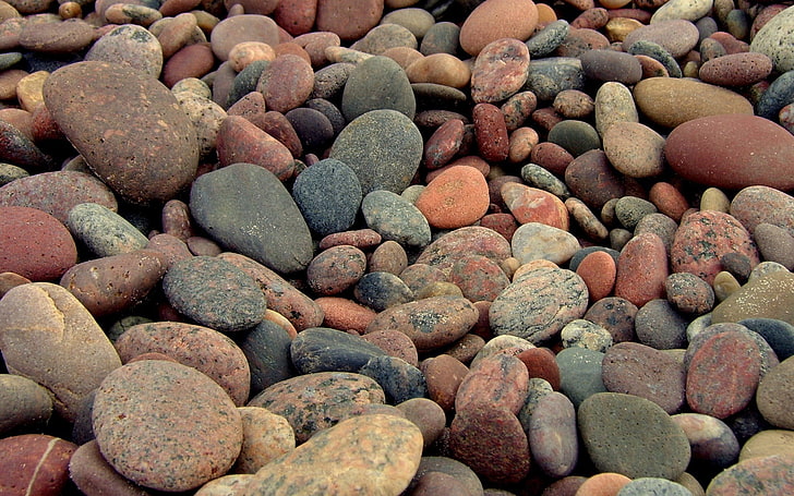 قطعة حجر رمادي وبني ، أحجار ، أملس ، فسيفساء ، جميع الأنواع، خلفية HD
