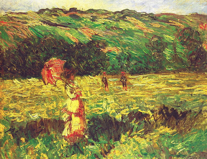 landscape, picture, Claude Monet, The Promenade near Limetz, HD wallpaper
